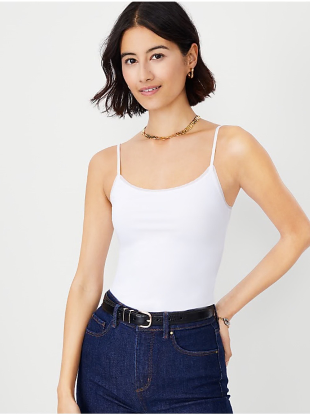 Ann Taylor Small White Stretch Cami Tank Top - NWOT